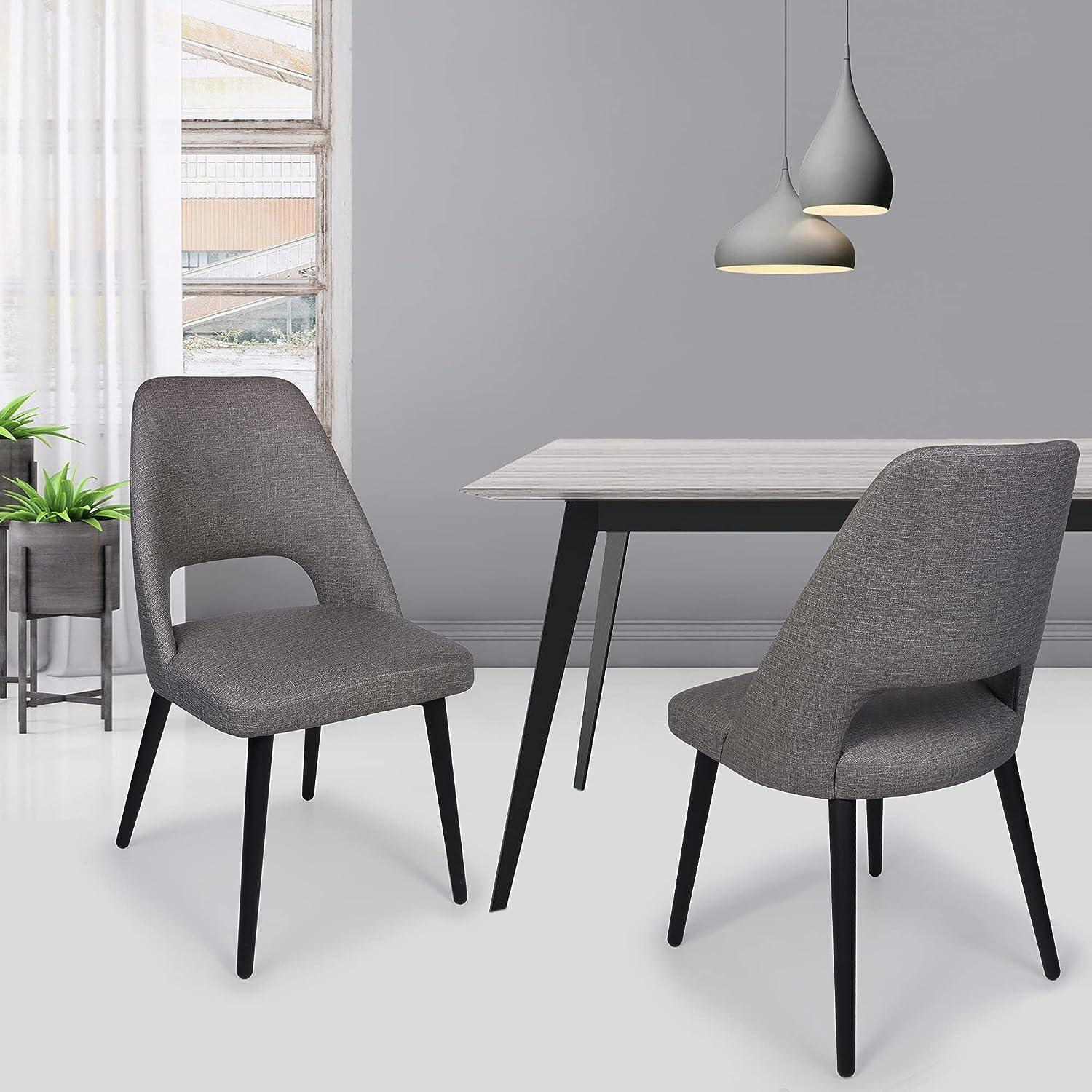Set of 2 Modern Dining Room Chairs Upholstered Side Chairs with Soft PU Leather Seat Backrest, Gray - Luckyermore