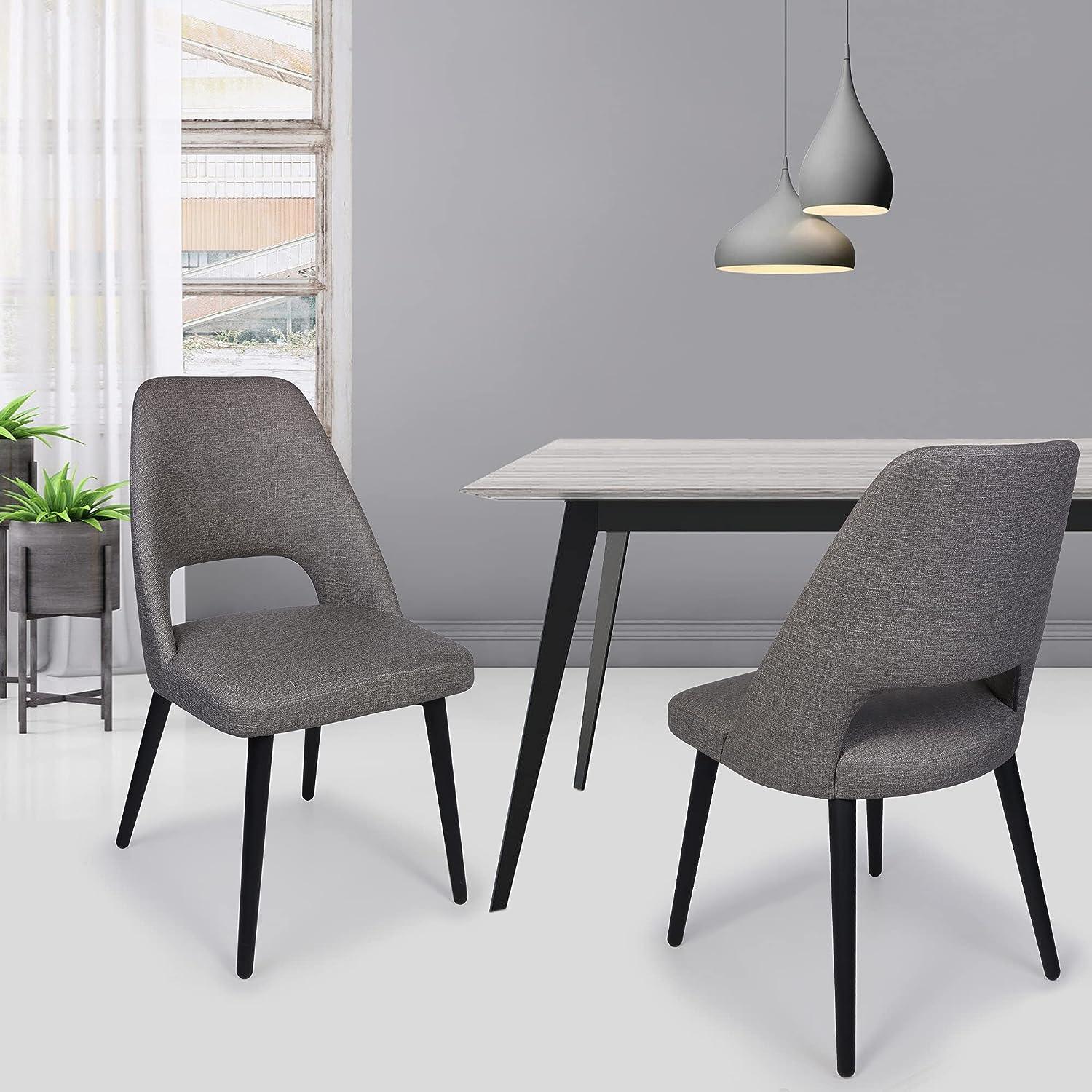 Set of 2 Modern Dining Room Chairs Upholstered Side Chairs with Soft PU Leather Seat Backrest, Gray