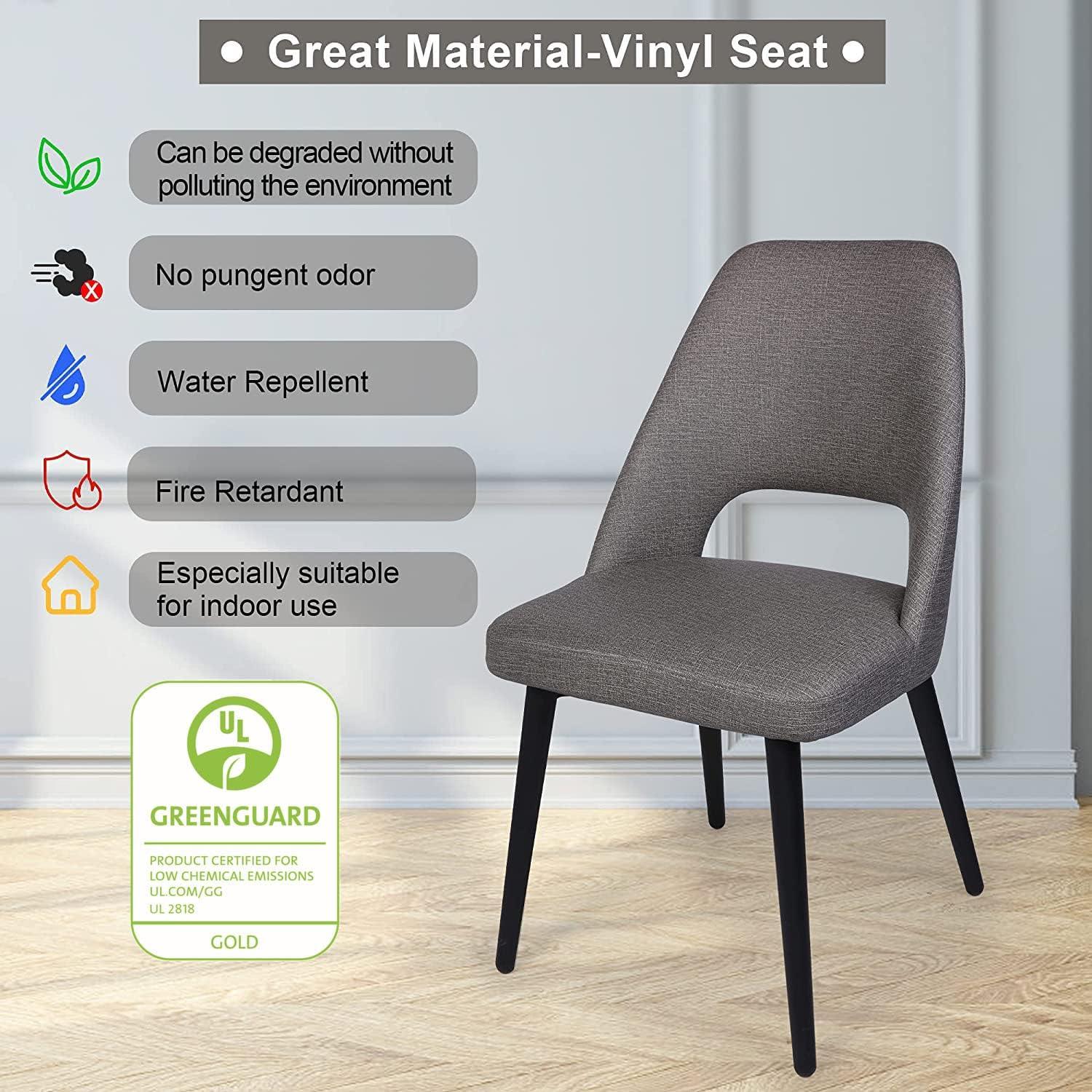 Set of 2 Modern Dining Room Chairs Upholstered Side Chairs with Soft PU Leather Seat Backrest, Gray - Luckyermore