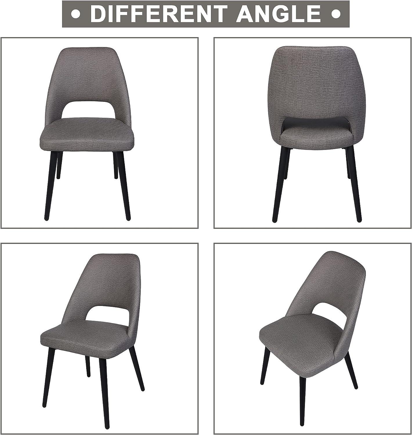 Set of 2 Modern Dining Room Chairs Upholstered Side Chairs with Soft PU Leather Seat Backrest, Gray - Luckyermore