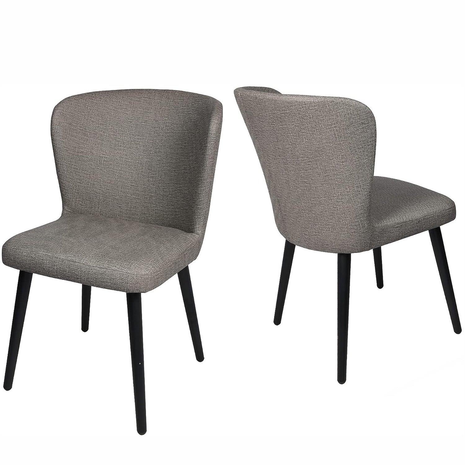 LUCKYERMORE Set of 2 Dining Room Chairs Upholstered Side Chairs with Soft PU Leather Seat Backrest, Gray