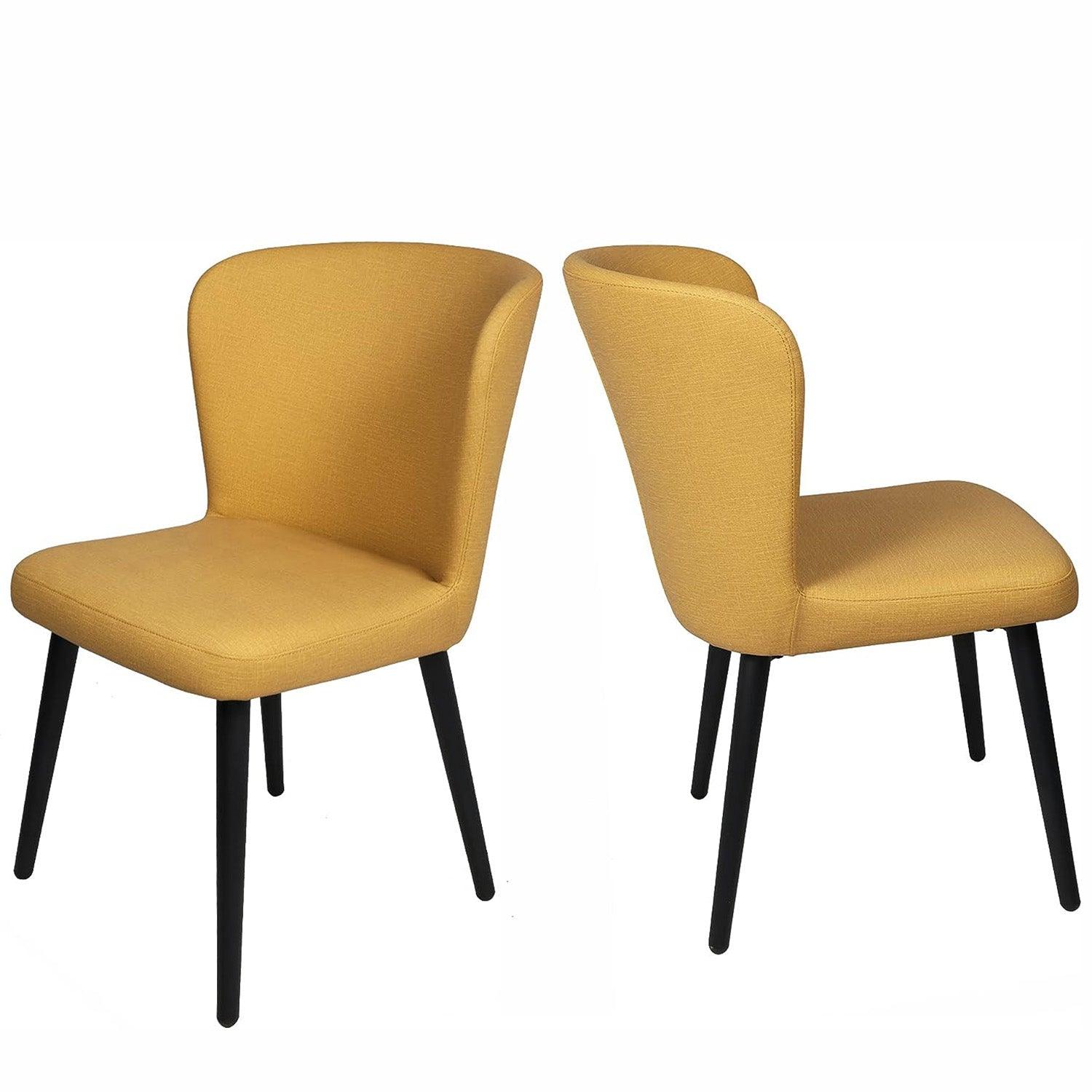 Set of 2 Dining Room Chairs Upholstered Side Chairs with Soft PU Leather Seat Backrest, Yellow - Luckyermore