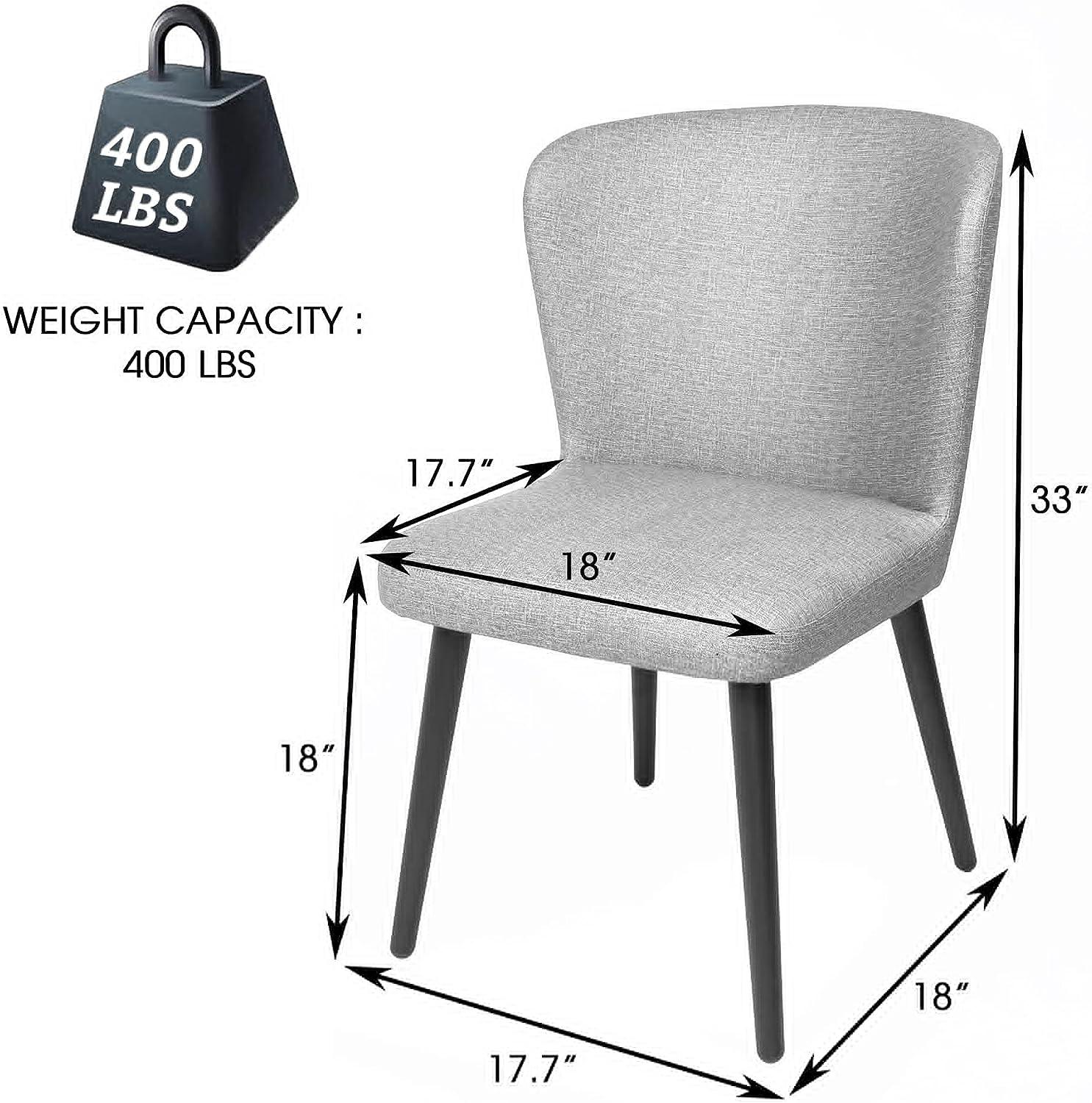 Set of 2 Dining Room Chairs Upholstered Side Chairs with Soft PU Leather Seat Backrest, Yellow - Luckyermore