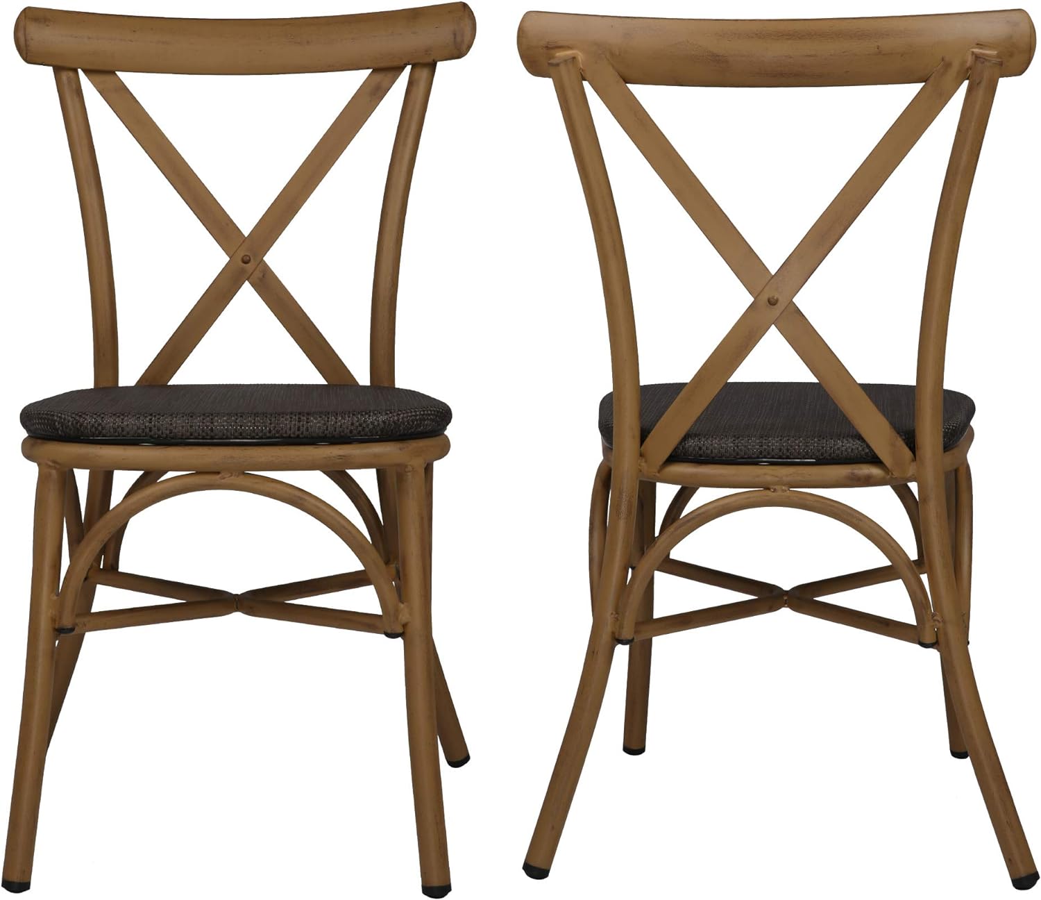 Set of 2 Modern Dining Chairs with Aluminum Frame and Textile Fabric, X Back