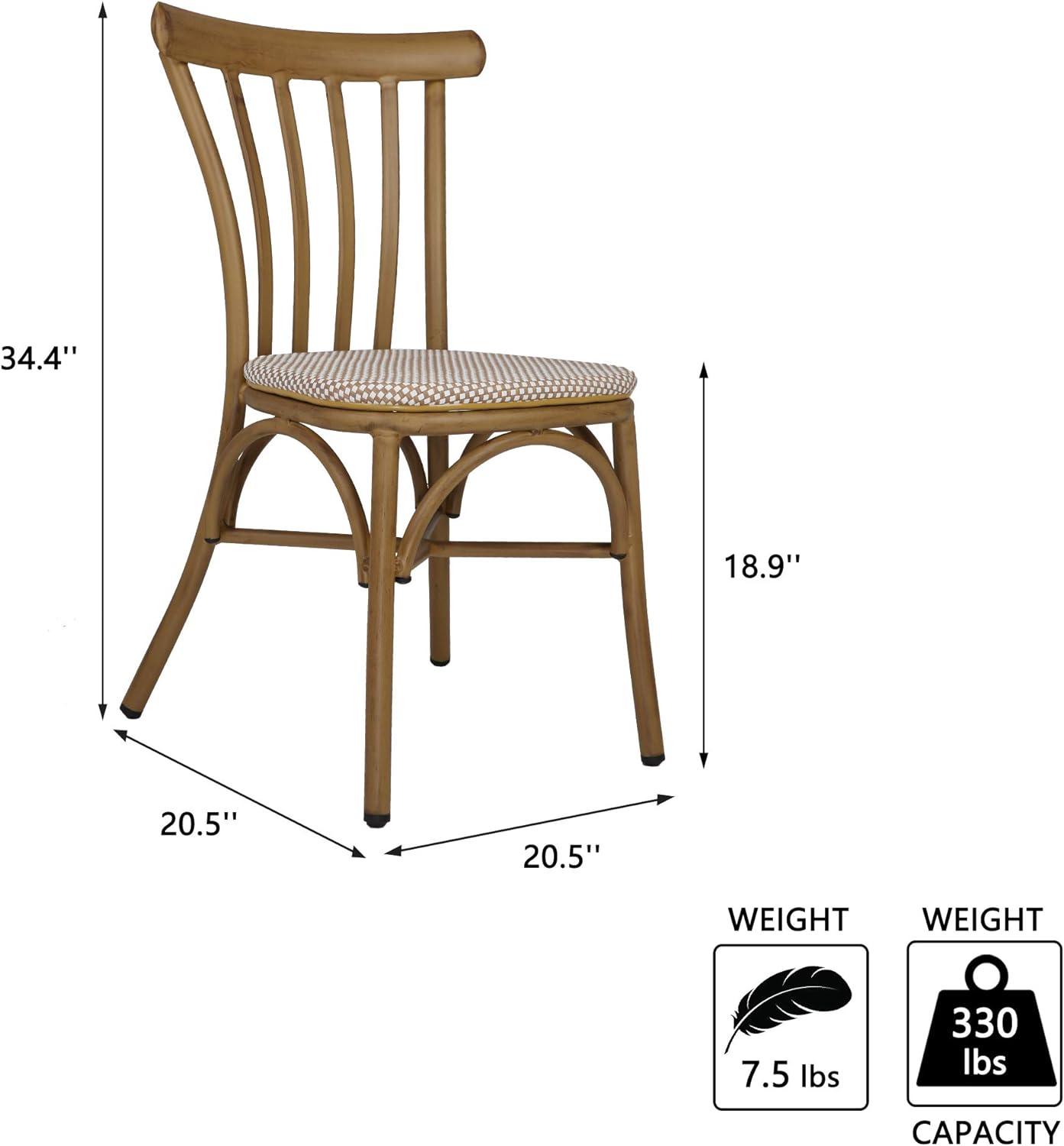 LUCKYERMORE Set of 2 Modern Dining Chairs with Aluminum Frame and Textile Fabric, Comb Back