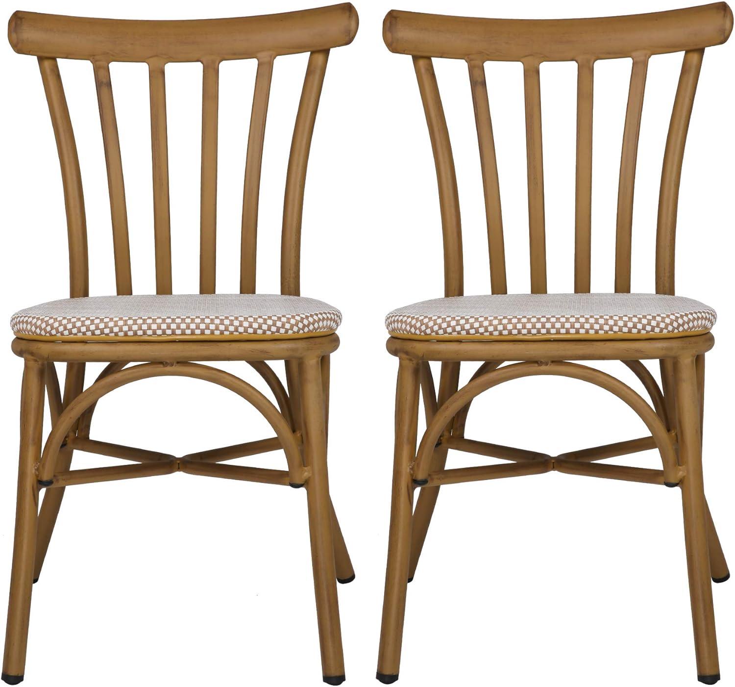LUCKYERMORE Set of 2 Modern Dining Chairs with Aluminum Frame and Textile Fabric, Comb Back
