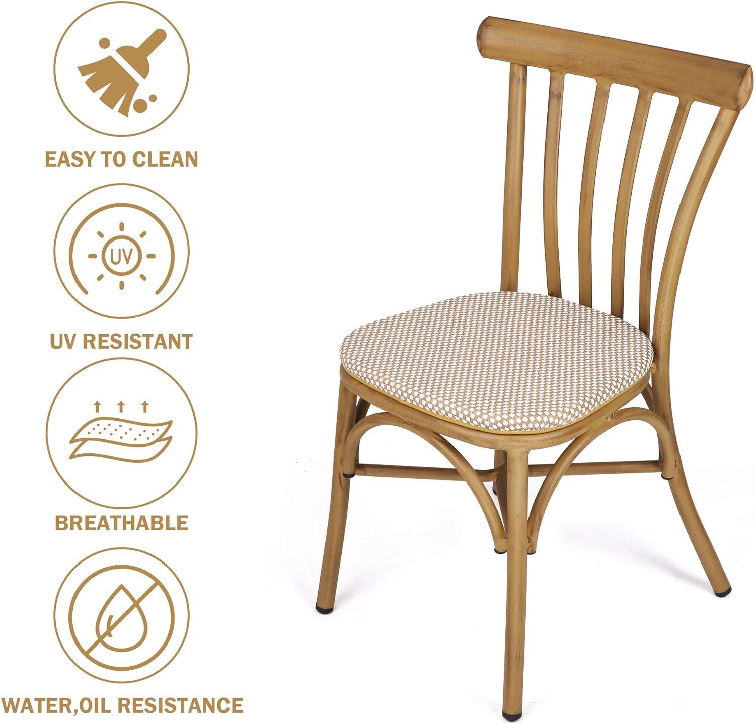 LUCKYERMORE Set of 2 Modern Dining Chairs with Aluminum Frame and Textile Fabric, Comb Back