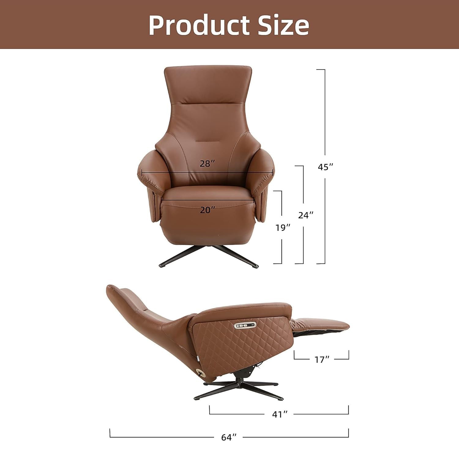 Zero Gravity Power Recliner Chair Single Sofa with Adjustable Backrest and Lift Footrest, Brown - Luckyermore