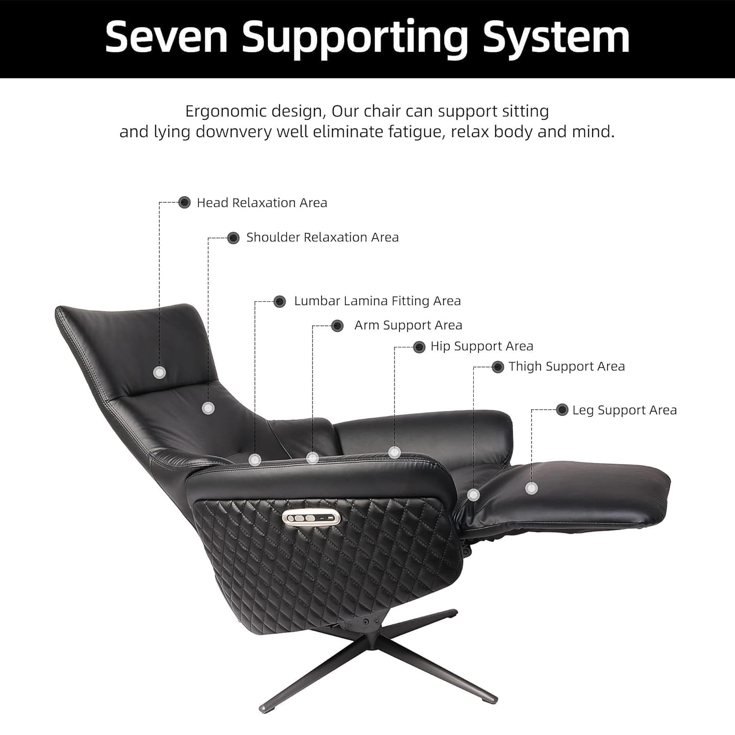 Zero Gravity Power Recliner Chair Single Sofa with Adjustable Backrest and Lift Footrest, Black - Luckyermore