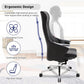 Executive Ergonomic Leather Office Chairs with Tilt and Height Adjustable, Black With Headrest