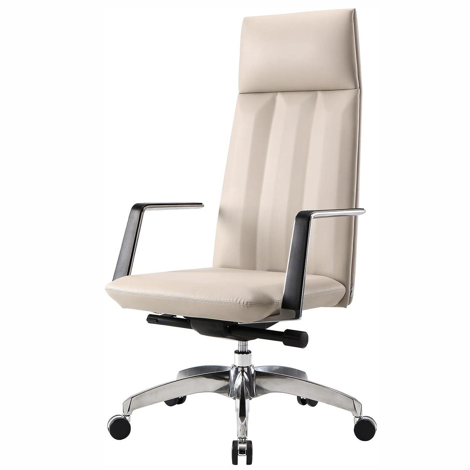 High Back Office Chair Ergonomic Leather Chairs with Headrest for Home Office, Khaki - Luckyermore