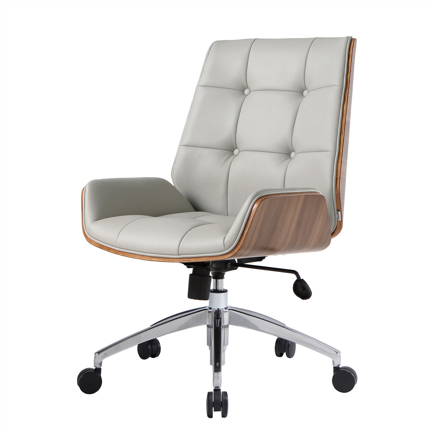 Executive Ergonomic Office Leather Chairs with Tilt and Height Adjustable, Light Gray