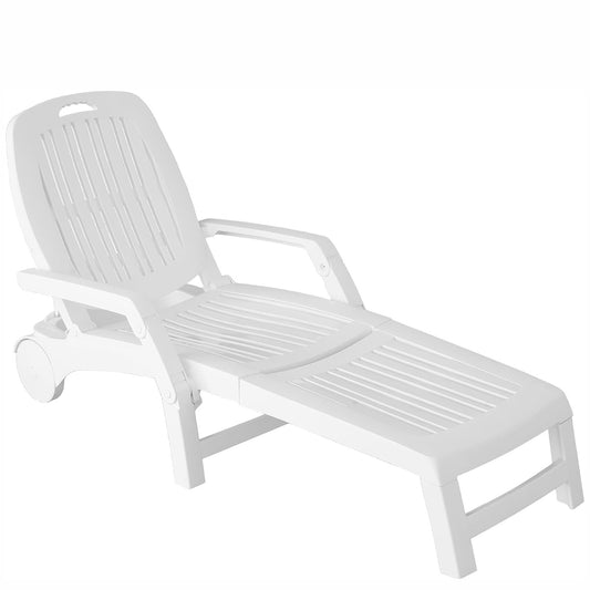 LUCKYERMORE 74.8" Outdoor Chaise Lounge Patio Pool Lounge Chairs with 4 Level Adjustable Backrest, 440lbs Weight Capacity