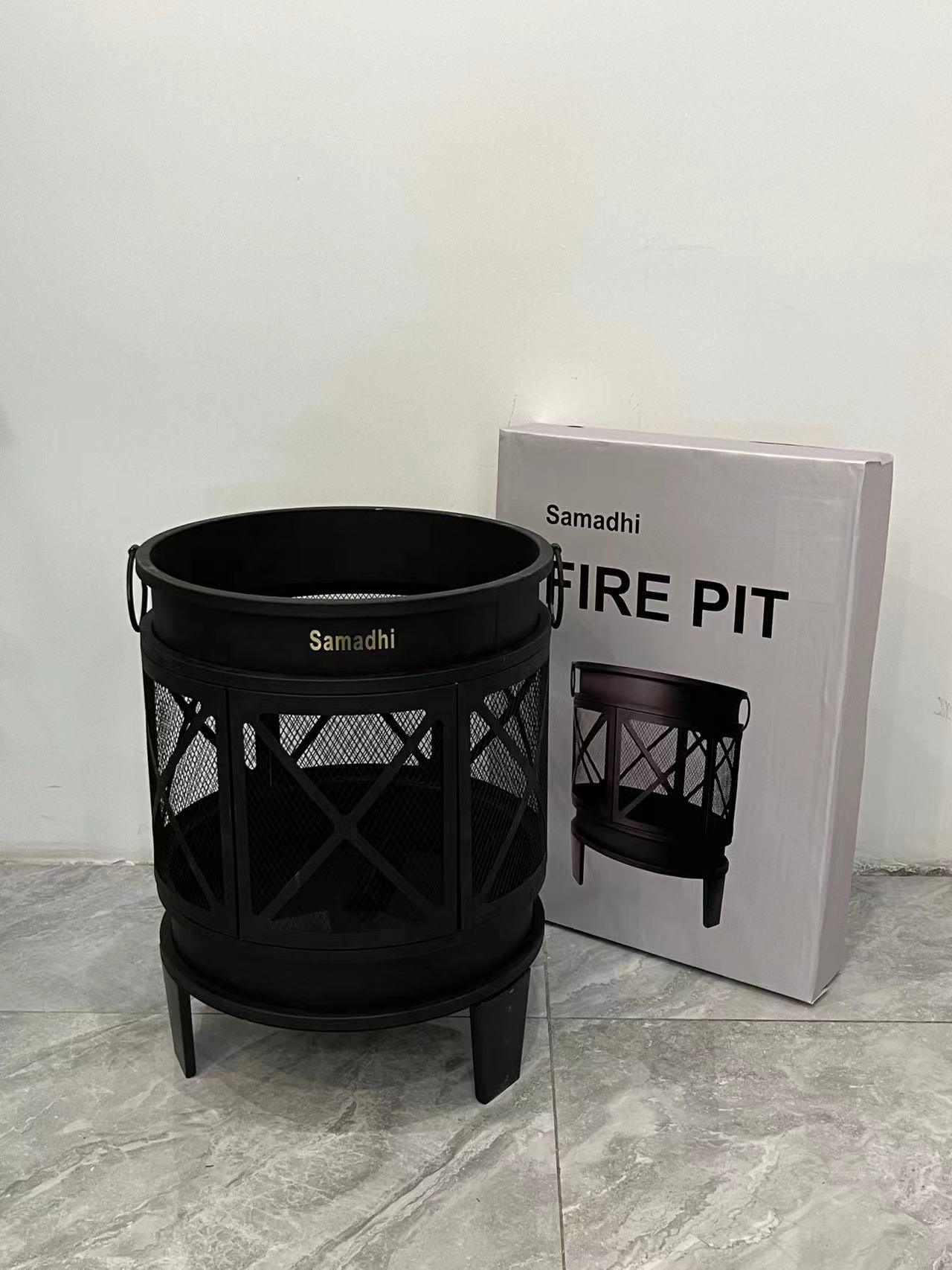 Samadhi 17.3” Outdoor Steel Wood Burning Fire Pit Garden Fireplace Black