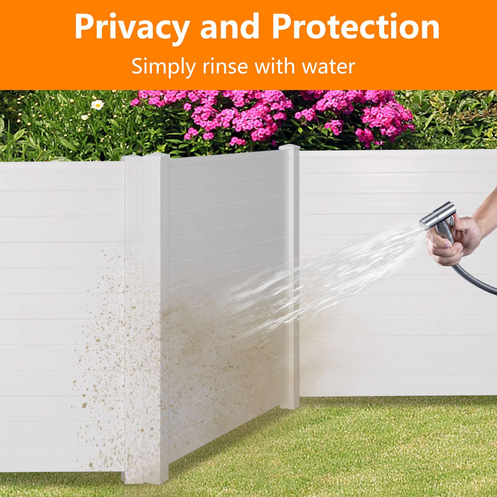 48"W × 48"H Air Conditioner Fence 2 Panels Outdoor Privacy Vinyl Fence Panels, White - Luckyermore