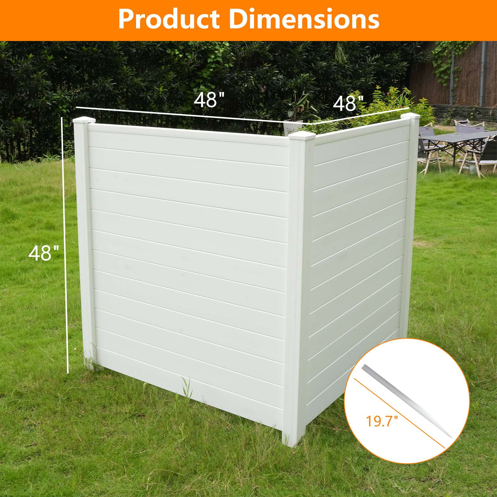 48"W × 48"H Air Conditioner Fence 2 Panels Outdoor Privacy Vinyl Fence Panels, White - Luckyermore