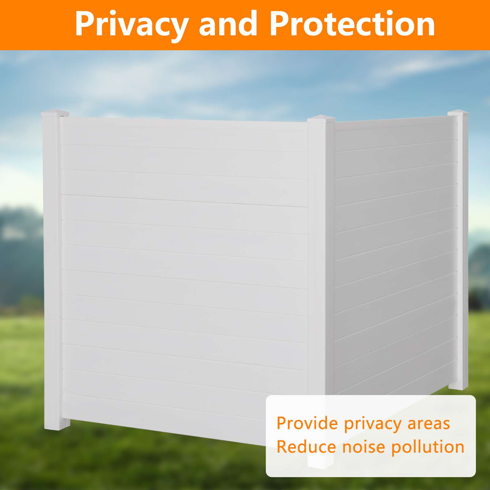 48"W × 48"H Air Conditioner Fence 2 Panels Outdoor Privacy Vinyl Fence Panels, White - Luckyermore