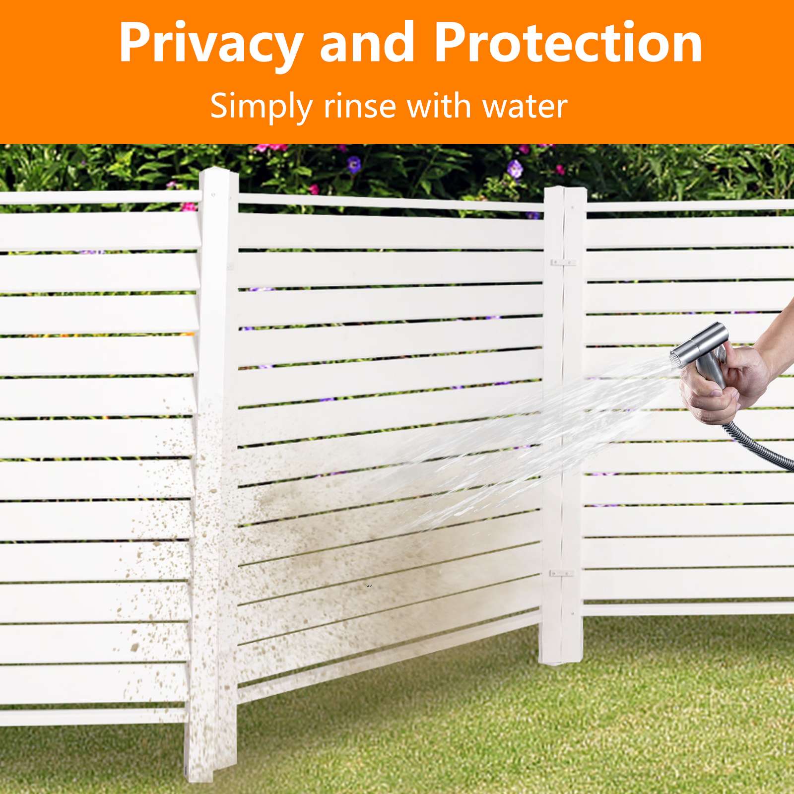 48"W × 48"H Air Conditioner Fence Louvered 2 Panels Outdoor Privacy Vinyl Fence Panels, White - Luckyermore