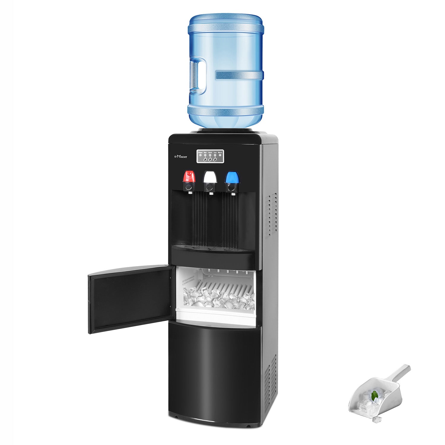 2 in 1 Water Cooler Dispenser for 3-5 Gallon Bottle with Scoop, Ice Maker, Child Safety Lock, Black(Re-stocking soon)