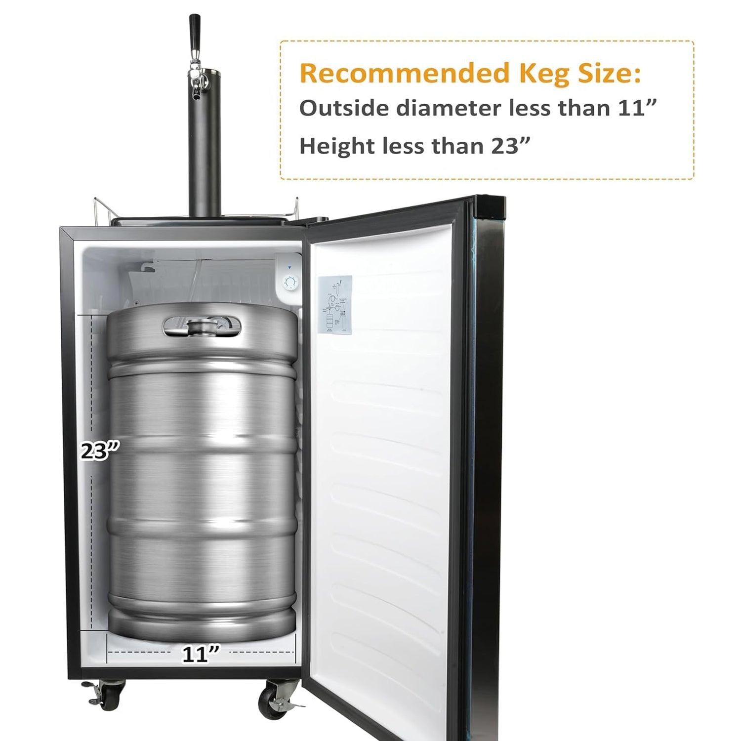3.4 Cu.Ft Beer Kegerator Beverage Refrigerator Single Tap Direct Draw Beer Dispenser - Luckyermore