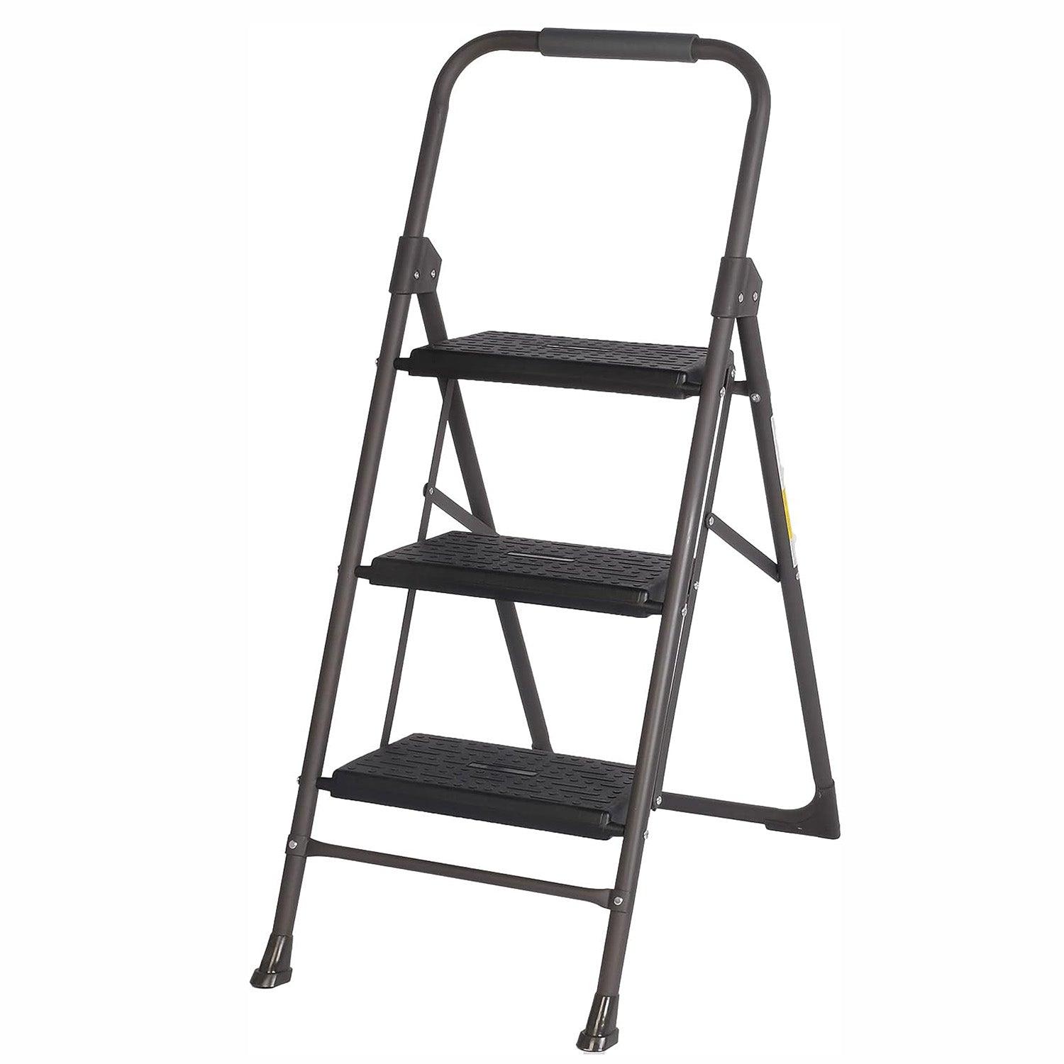 3 Step Portable Folding Ladder Step Stool with Wide Anti-Slip Pedal and Handgrip - Luckyermore