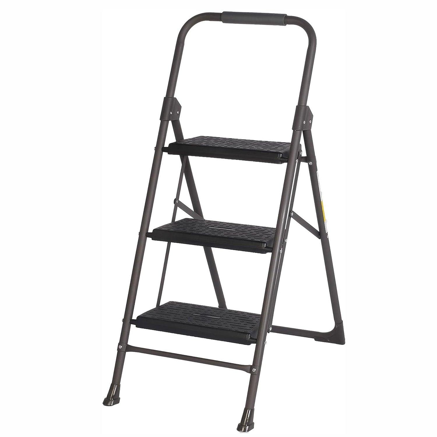 3 Step Portable Folding Ladder Step Stool with Wide Anti-Slip Pedal and Handgrip