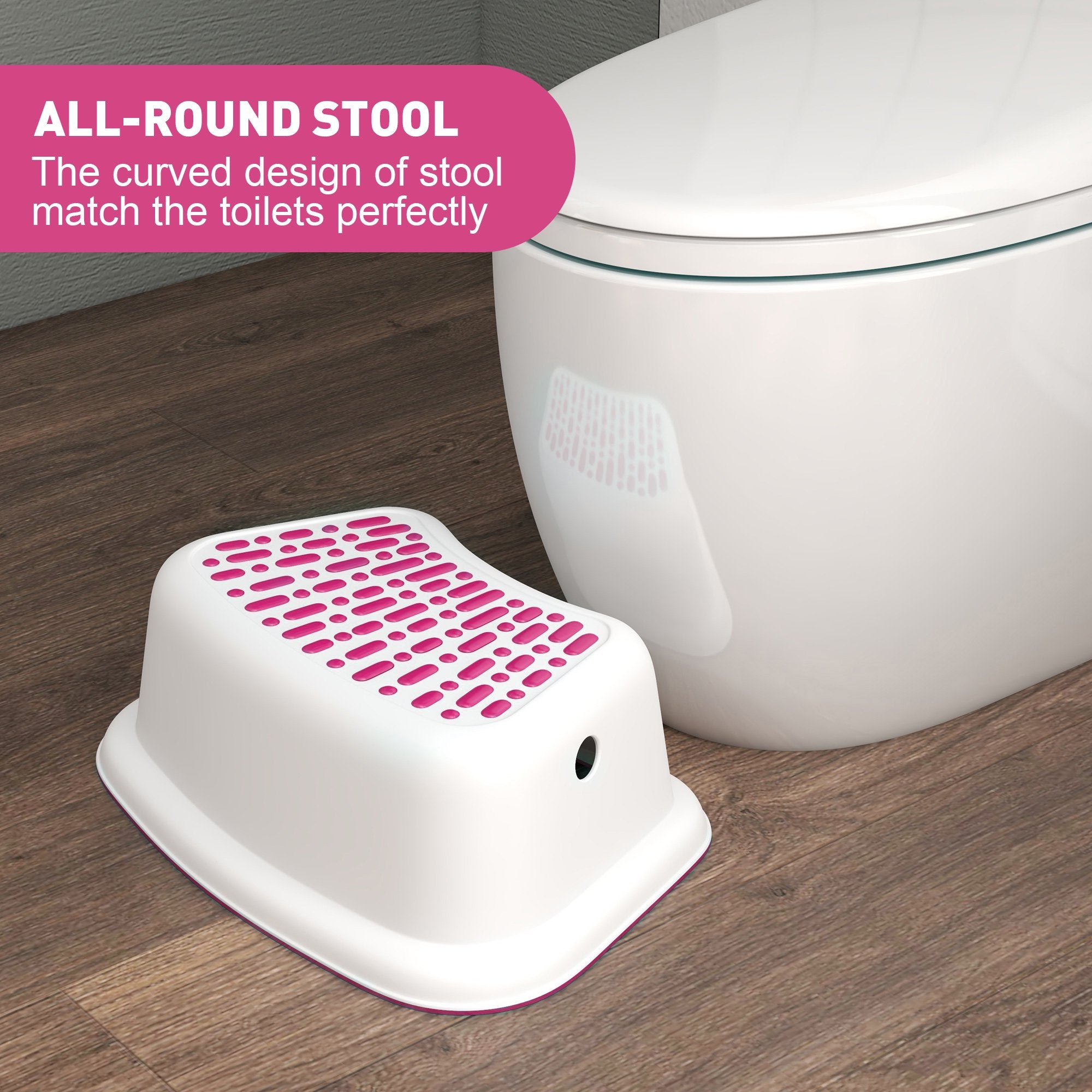 Set of 2 Step Stools, Lightweight Anti-Slip Plastic Toilet Stool for Potty Training, Red - Luckyermore