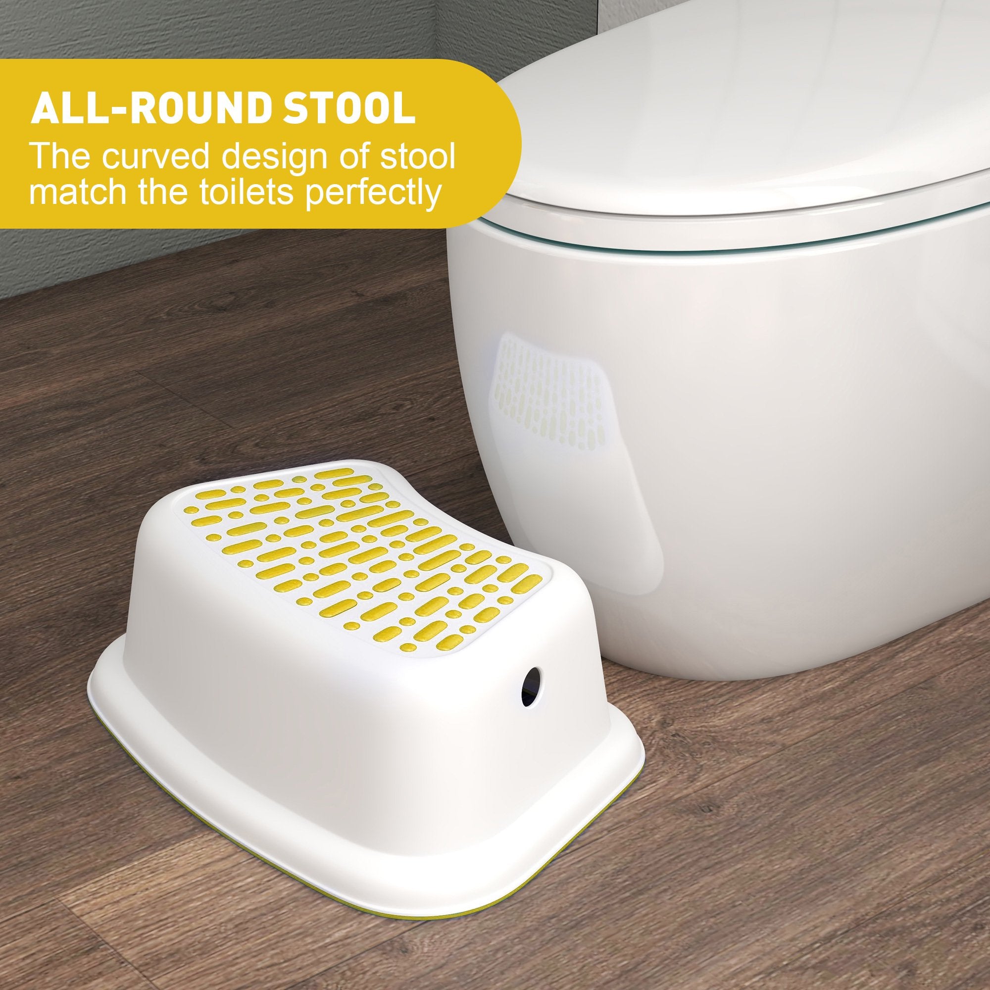 Set of 2 Step Stools, Lightweight Anti-Slip Plastic Toilet Stool for Potty Training, Yellow - Luckyermore
