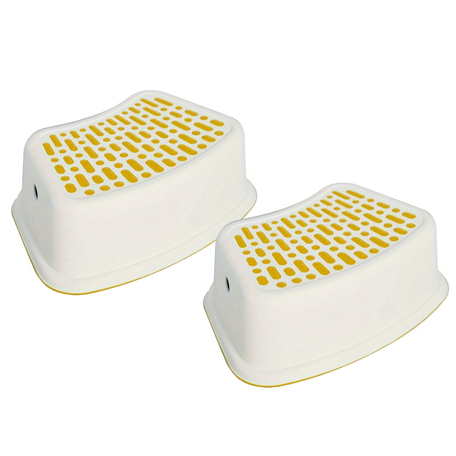 Set of 2 Step Stools, Lightweight Anti-Slip Plastic Toilet Stool for Potty Training, Yellow - Luckyermore