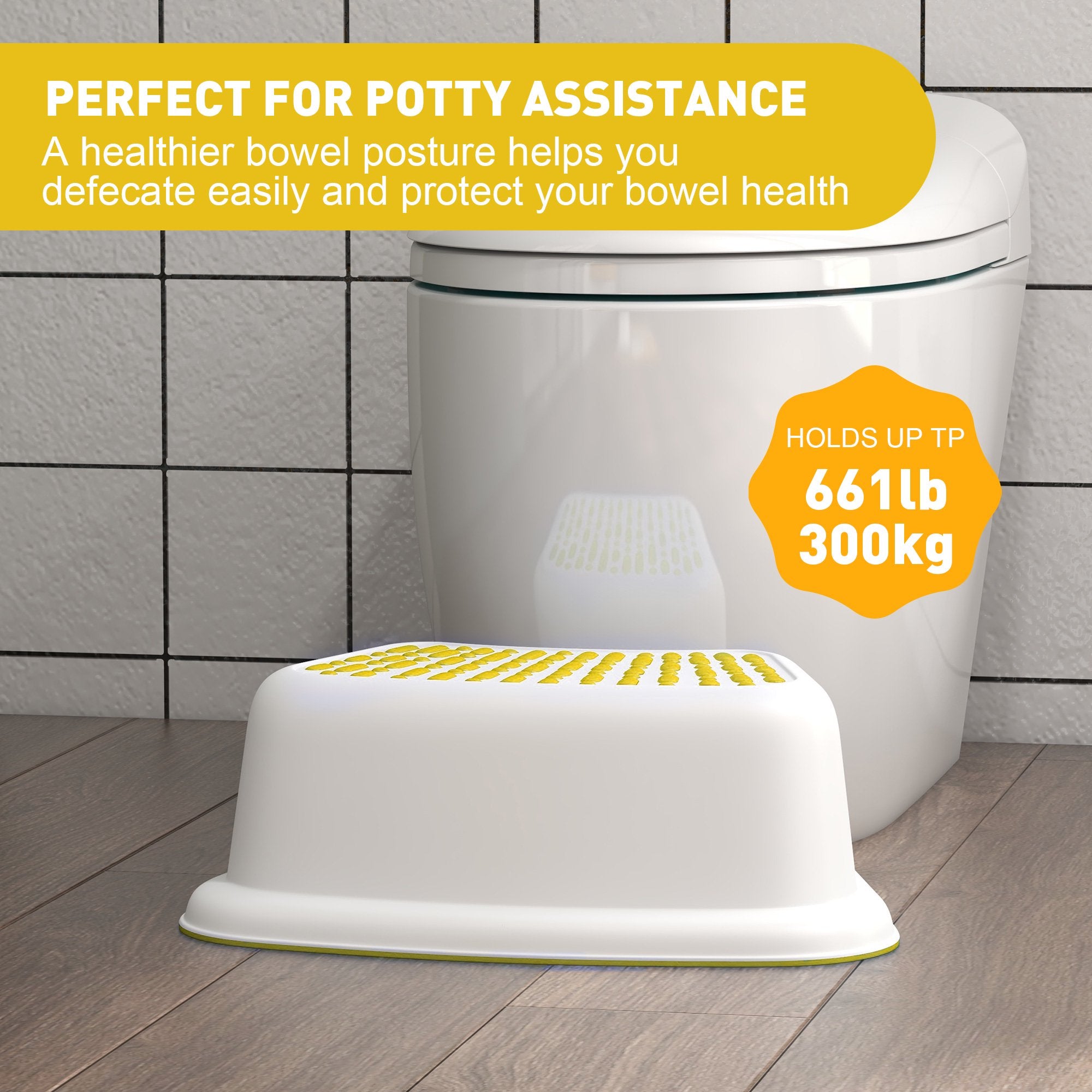 Set of 2 Step Stools, Lightweight Anti-Slip Plastic Toilet Stool for Potty Training, Yellow - Luckyermore