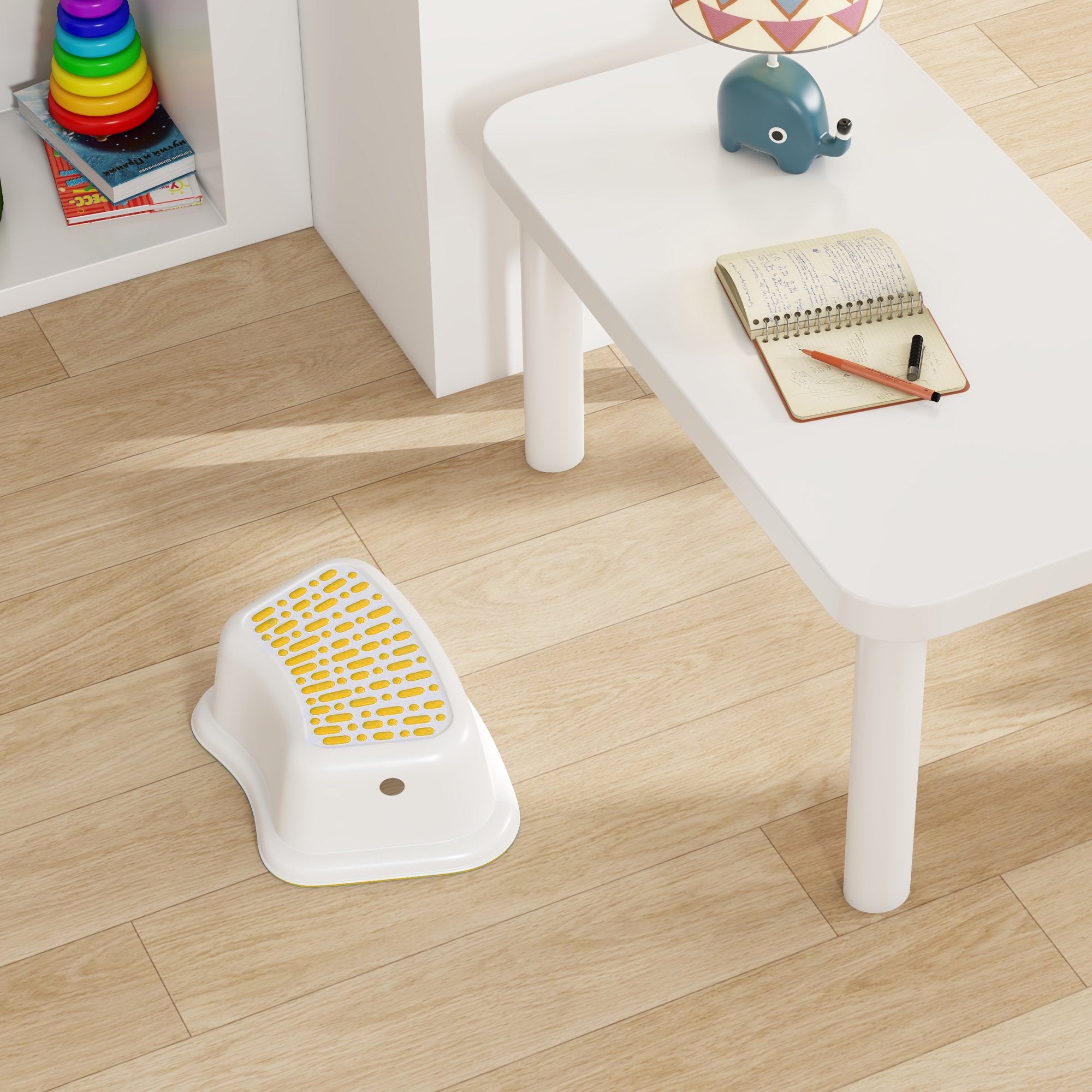 Set of 2 Step Stools, Lightweight Anti-Slip Plastic Toilet Stool for Potty Training, Yellow - Luckyermore