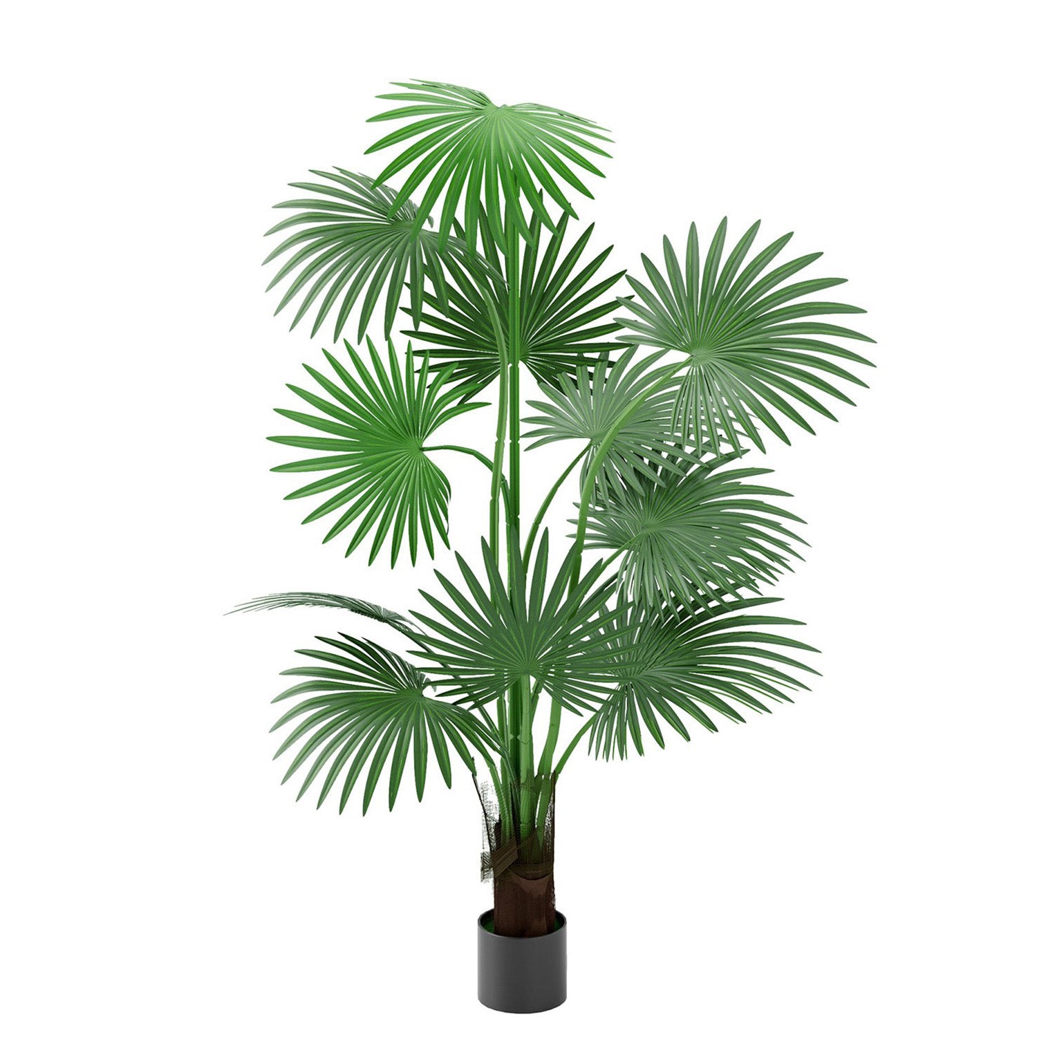 5.8ft Artificial Palm Tree Plant with 12 Decorative Leaves Faux Plant with Pot, Green - Luckyermore