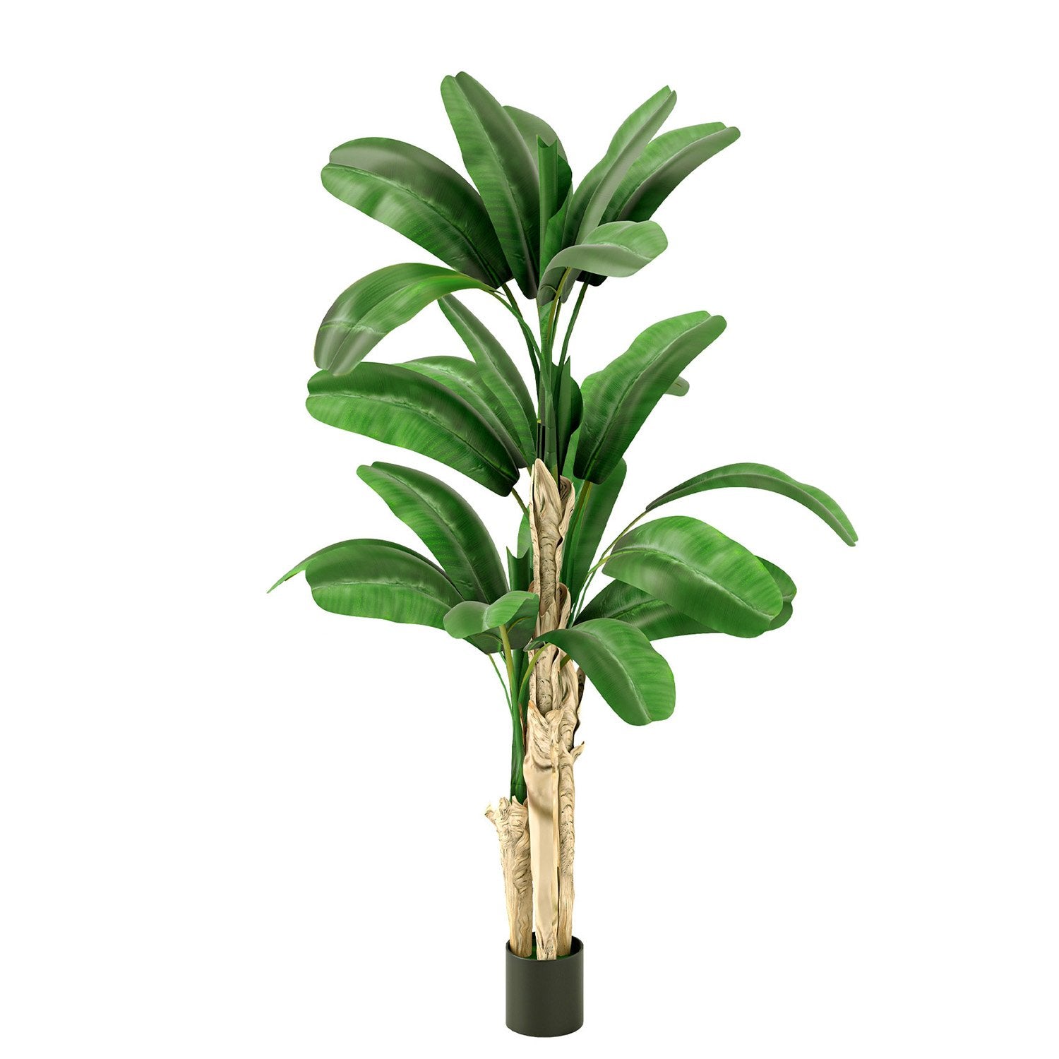 6.2ft Artificial Banana Tree Plant with Decorative Leaves Faux Plant with Pot, Green - Luckyermore