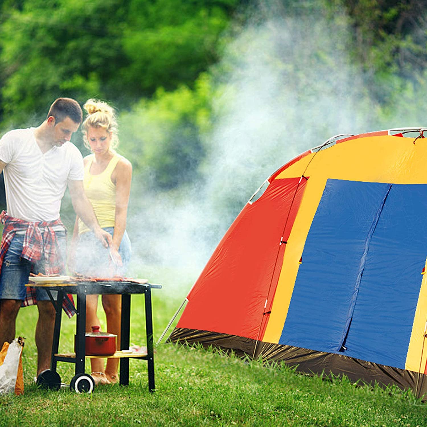 8 Person Backyard Camping Tent Waterproof Easy Setup, 12.5ft