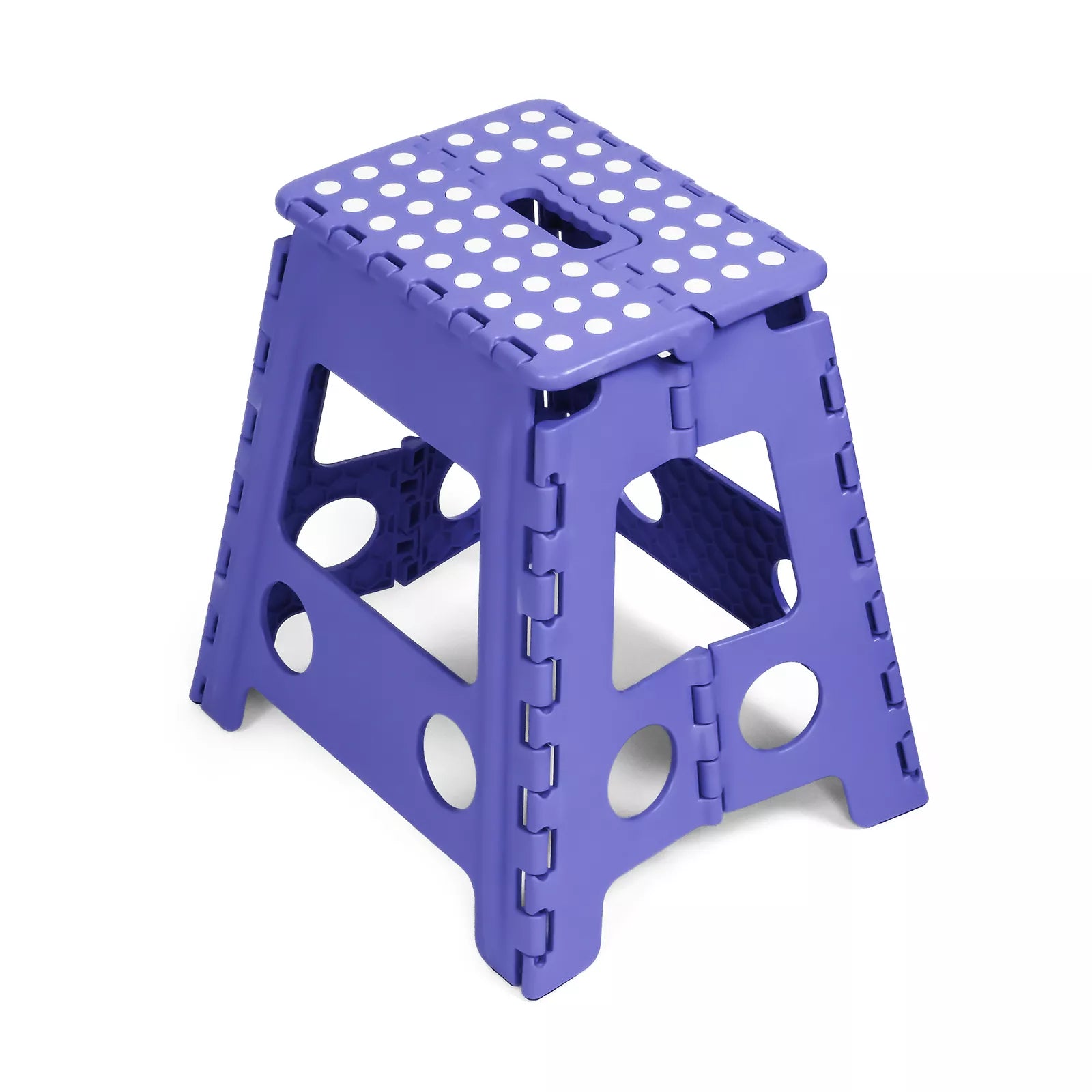 Set of 2 Folding Step Stool 15.7" with Non-Slip Surface and Portable Handle, Purple - Luckyermore