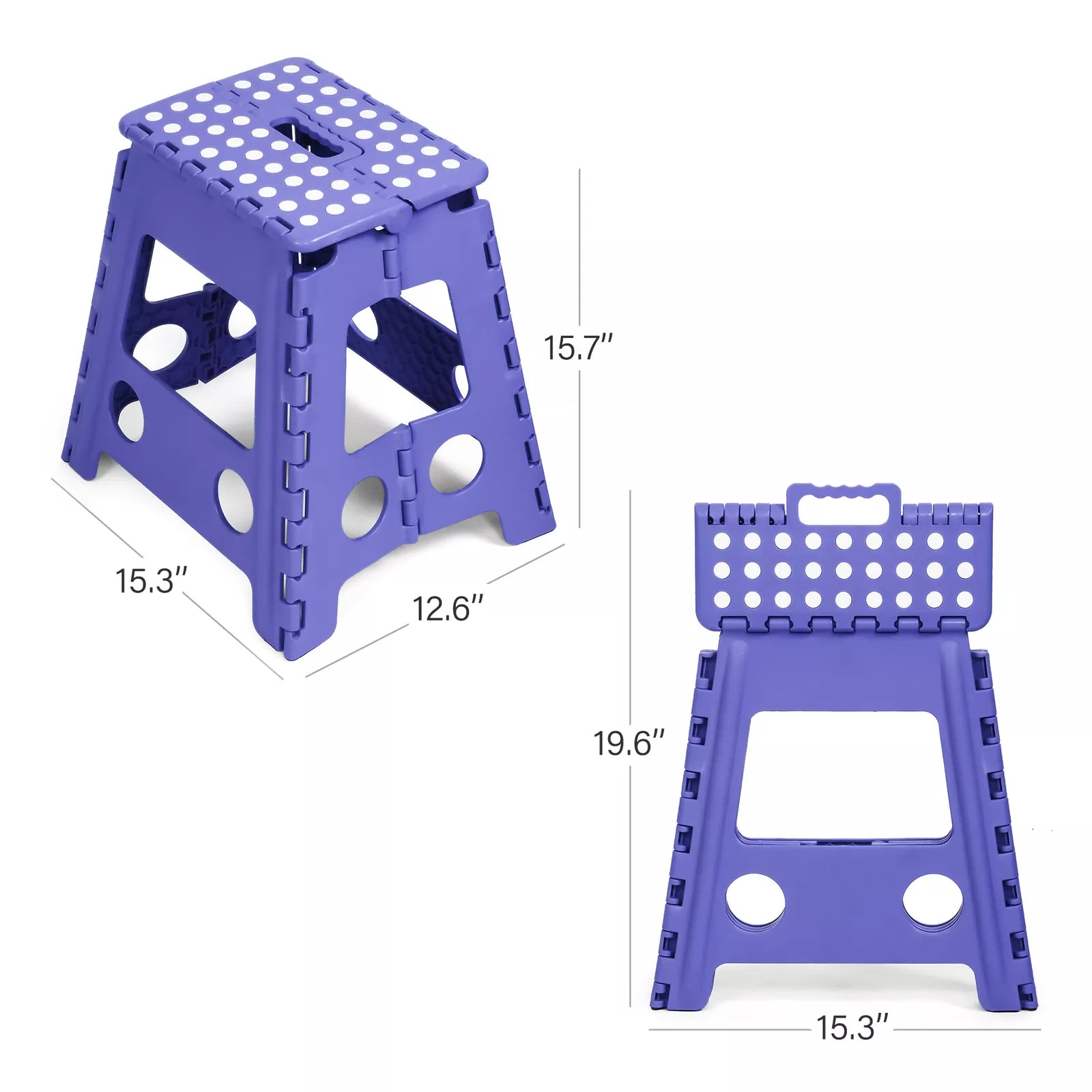 Set of 2 Folding Step Stool 15.7" with Non-Slip Surface and Portable Handle, Purple - Luckyermore
