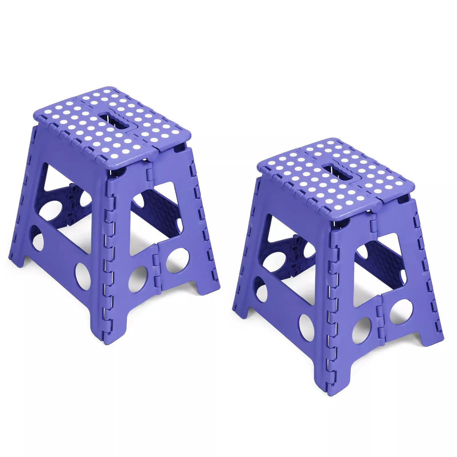 Set of 2 Folding Step Stool 15.7" with Non-Slip Surface and Portable Handle, Purple - Luckyermore