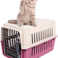 Luckyermore Medium Plastic Cat & Dog Carrier Cage Portable Pet Box Airline Approved Outdoor Kennel Car Travel Box, Red