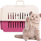 Luckyermore Medium Plastic Cat & Dog Carrier Cage Portable Pet Box Airline Approved Outdoor Kennel Car Travel Box, Red