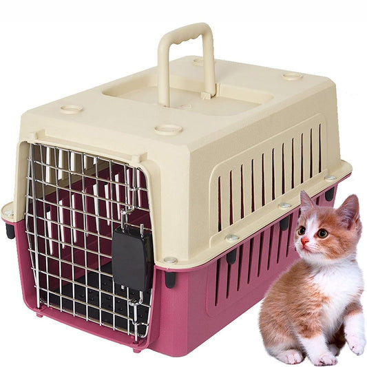 Luckyermore Large Portable Pet Carriers Kennel Crate Airline Approved Kitty Travel Cage for Puppy Bunny Cats, Red
