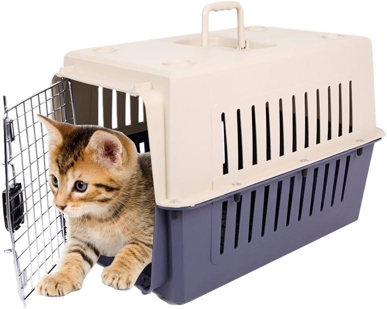 Large Portable Pet Carriers Kennel Crate Airline Approved Kitty Travel Cage for Puppy Bunny Cats, Blue - Luckyermore