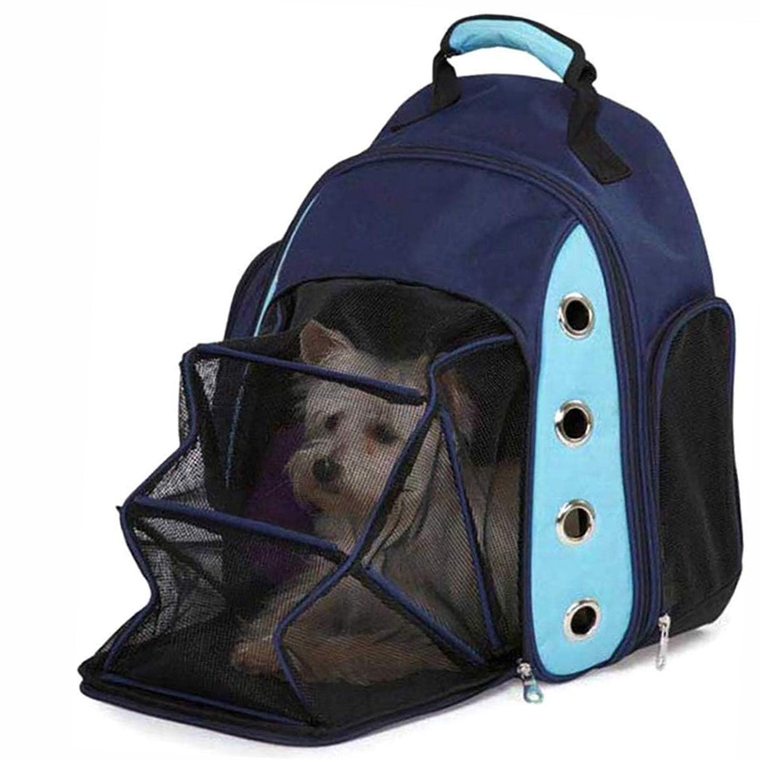 LUCKYERMORE Pet Carrier Backpack With Mesh Widow Dog Cat Small Animals Travel Bag, Blue