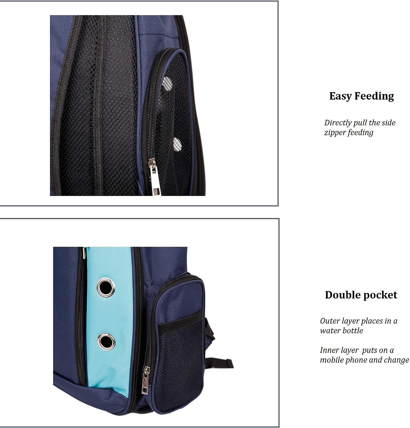 Pet Carrier Backpack With Mesh Widow Dog Cat Small Animals Travel Bag, Blue - Luckyermore