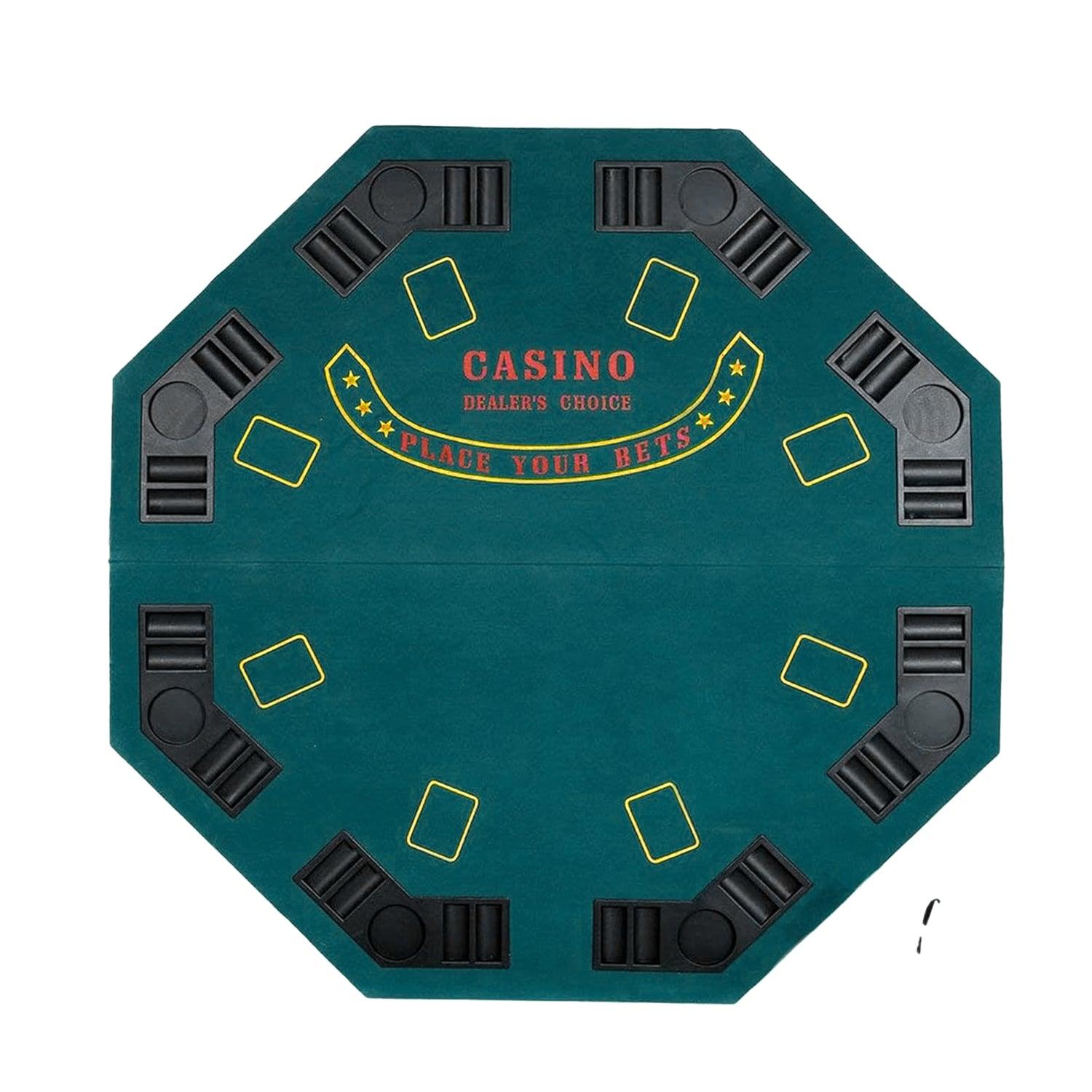 LUCKYERMORE 48" Folding Poker Mat Table Top 8 Player Gaming Mat with Carry Bag Cup Holder