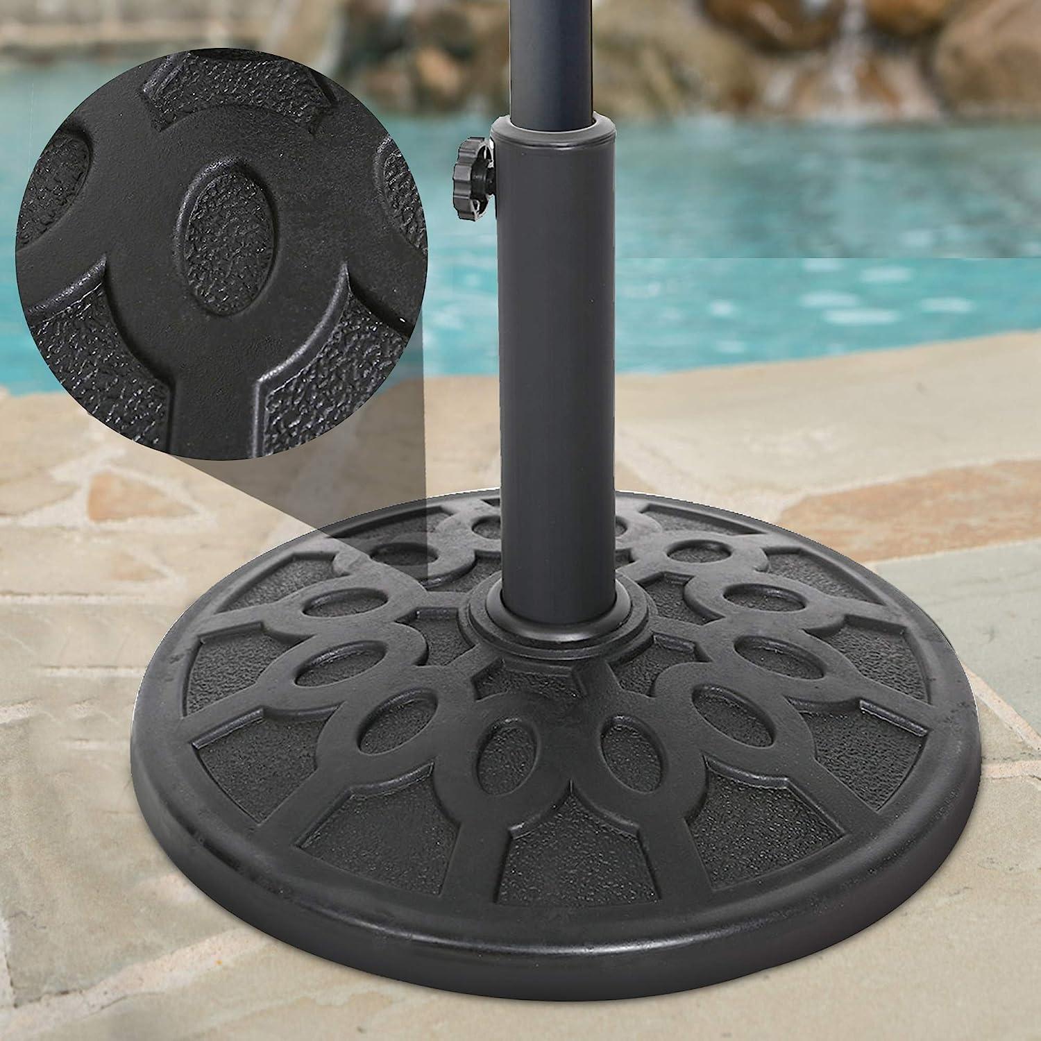 LUCKYERMORE 17" Umbrella Base Patio Outdoor Round Universal Stand Rust Proof, Black