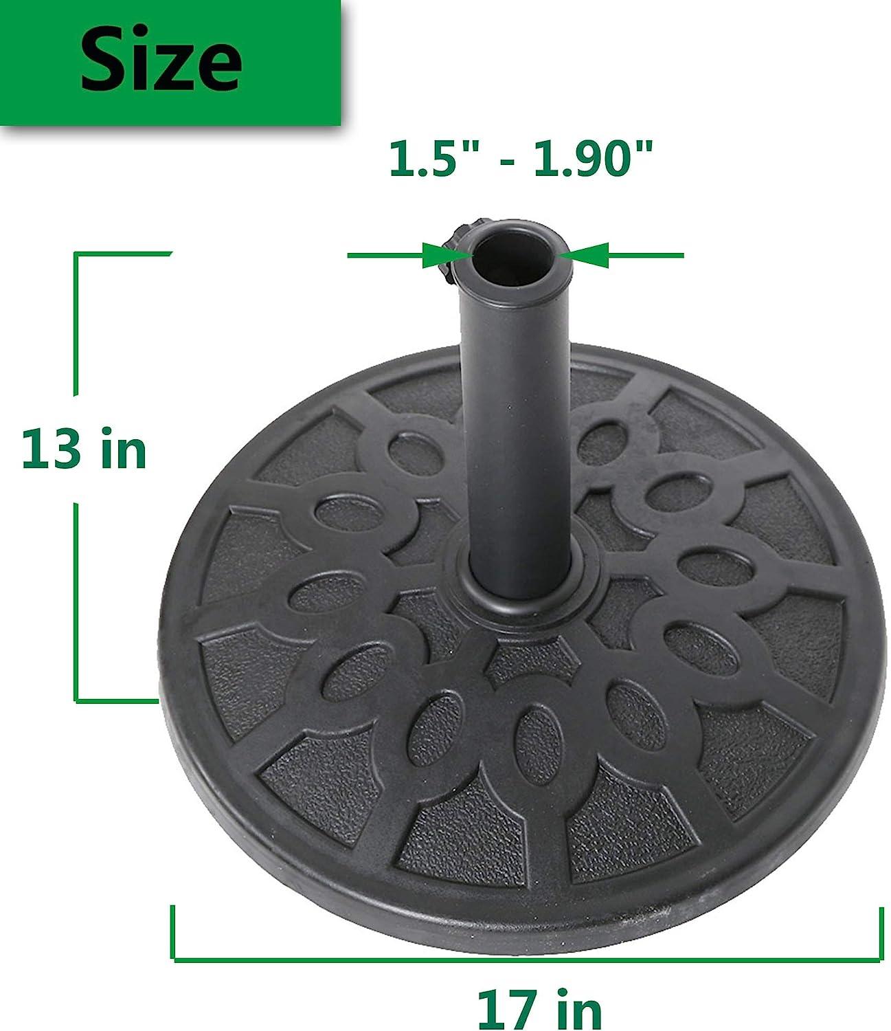 LUCKYERMORE 17" Umbrella Base Patio Outdoor Round Universal Stand Rust Proof, Black