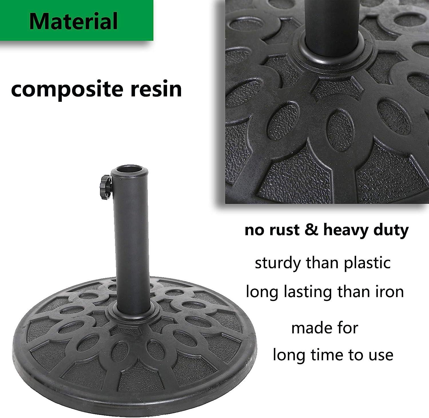 LUCKYERMORE 17" Umbrella Base Patio Outdoor Round Universal Stand Rust Proof, Black