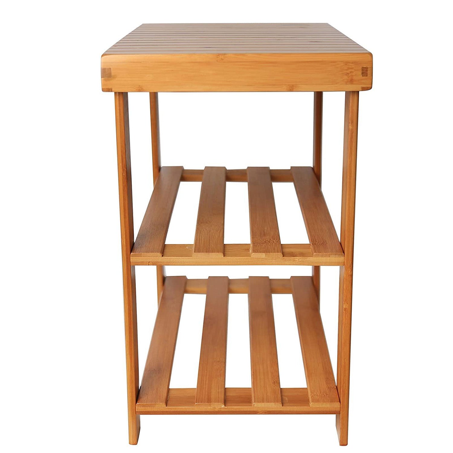 2-Tire Small Shoe Rack Bench Seat 19" Entryway Storage Shelf Bamboo Shoe Rack - Luckyermore