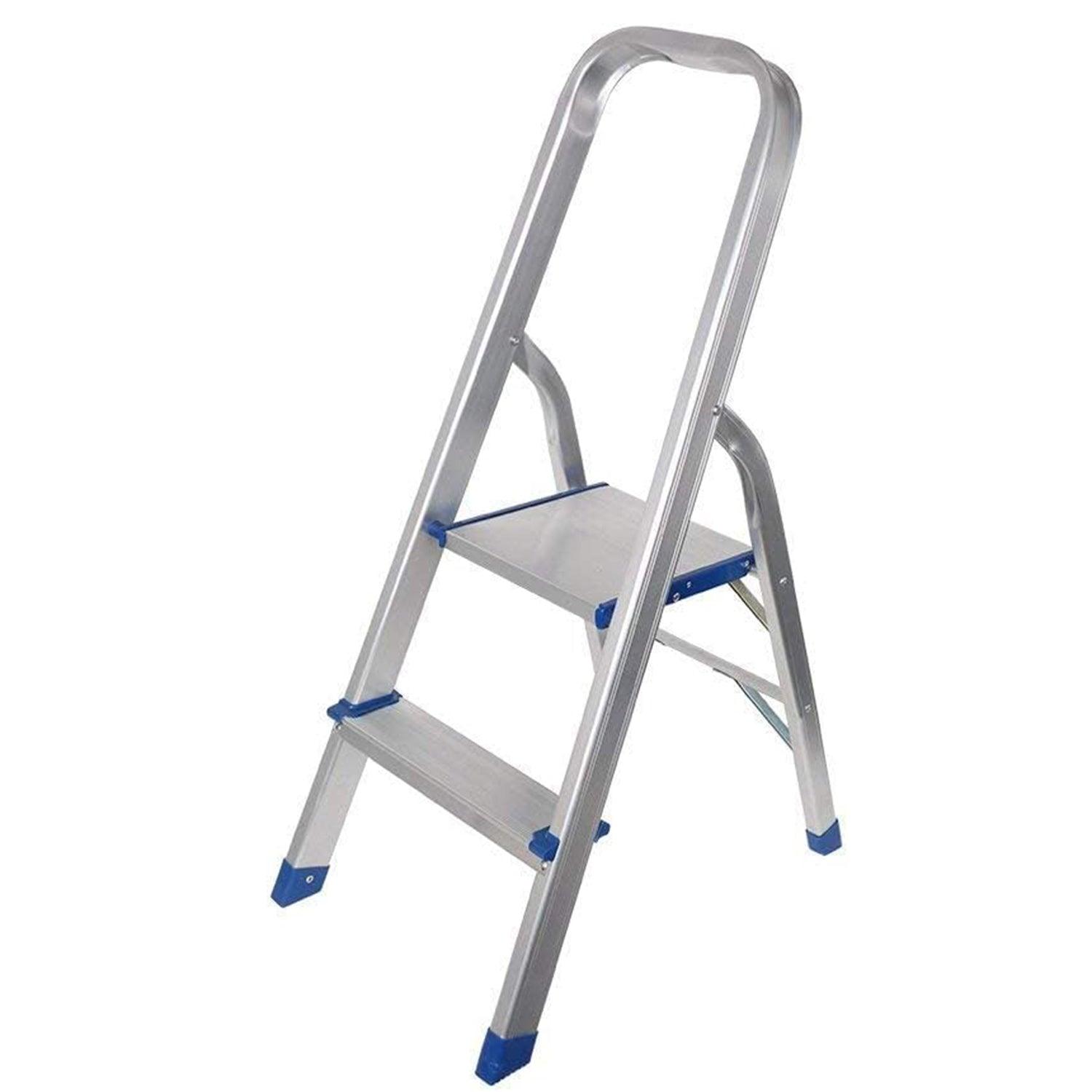 2 Step Ladder Aluminum Folding Step Stool with 330lbs Capacity Anti-Slip Pedal - Luckyermore