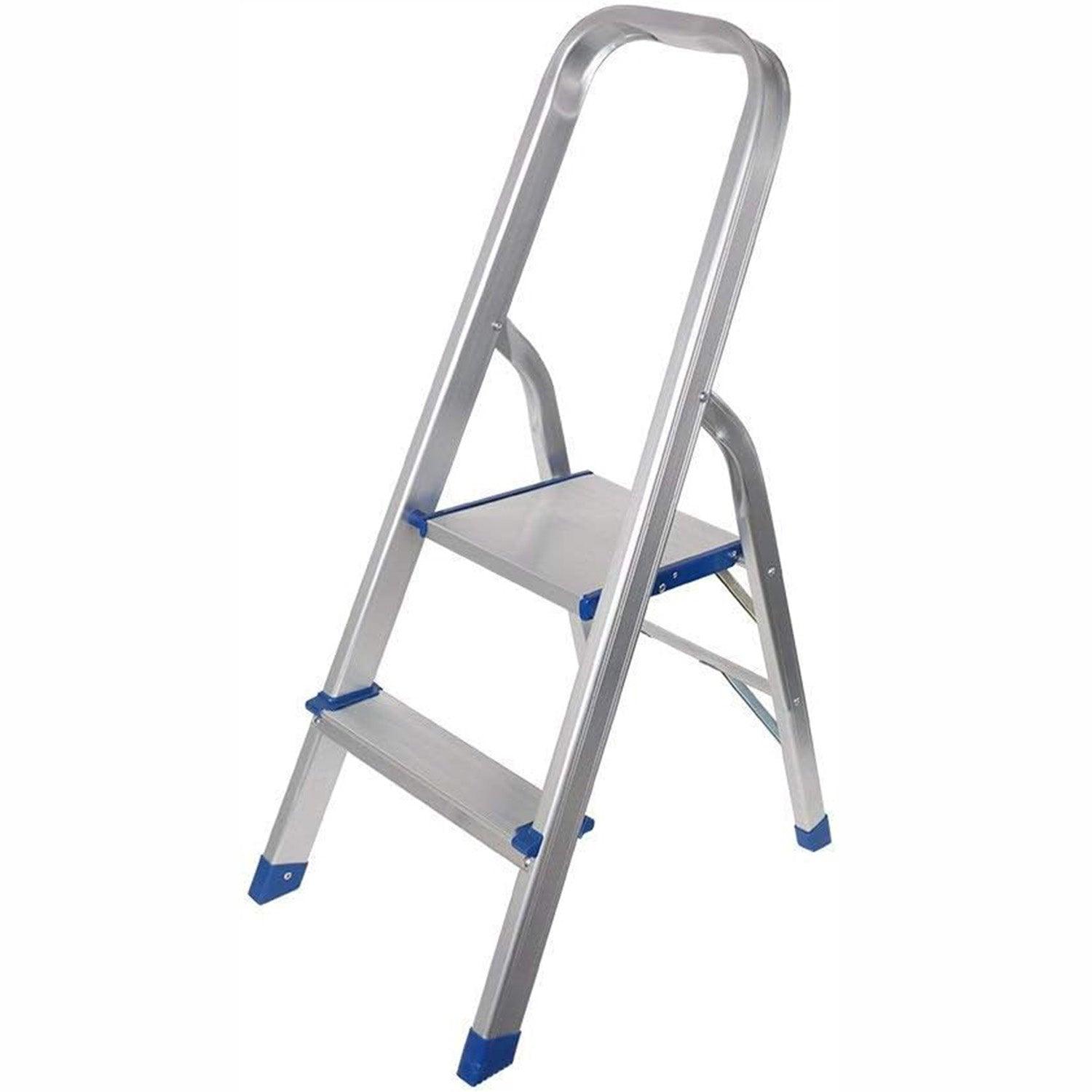 2 Step Ladder Aluminum Folding Step Stool with 330lbs Capacity Anti-Slip Pedal - Luckyermore